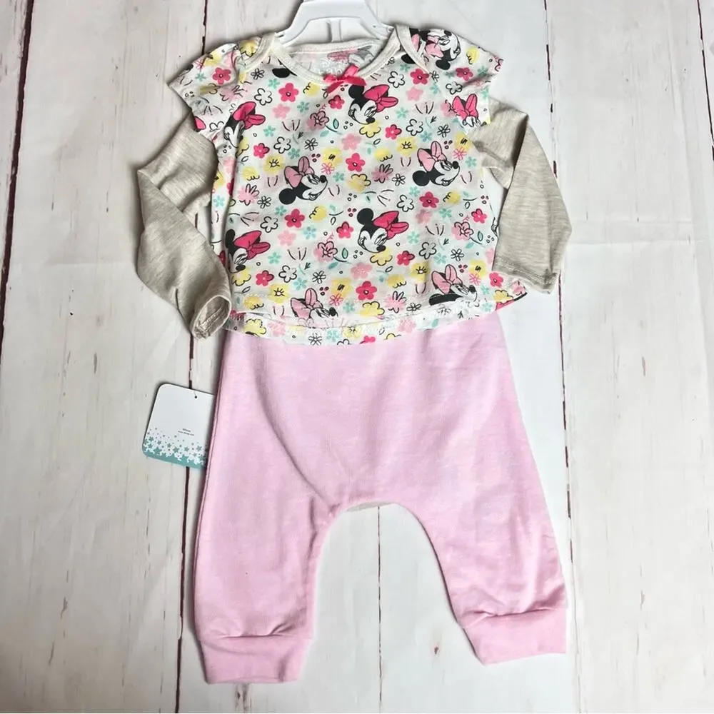Disney Baby Three Piece Matching Floral Set Sz 12 M